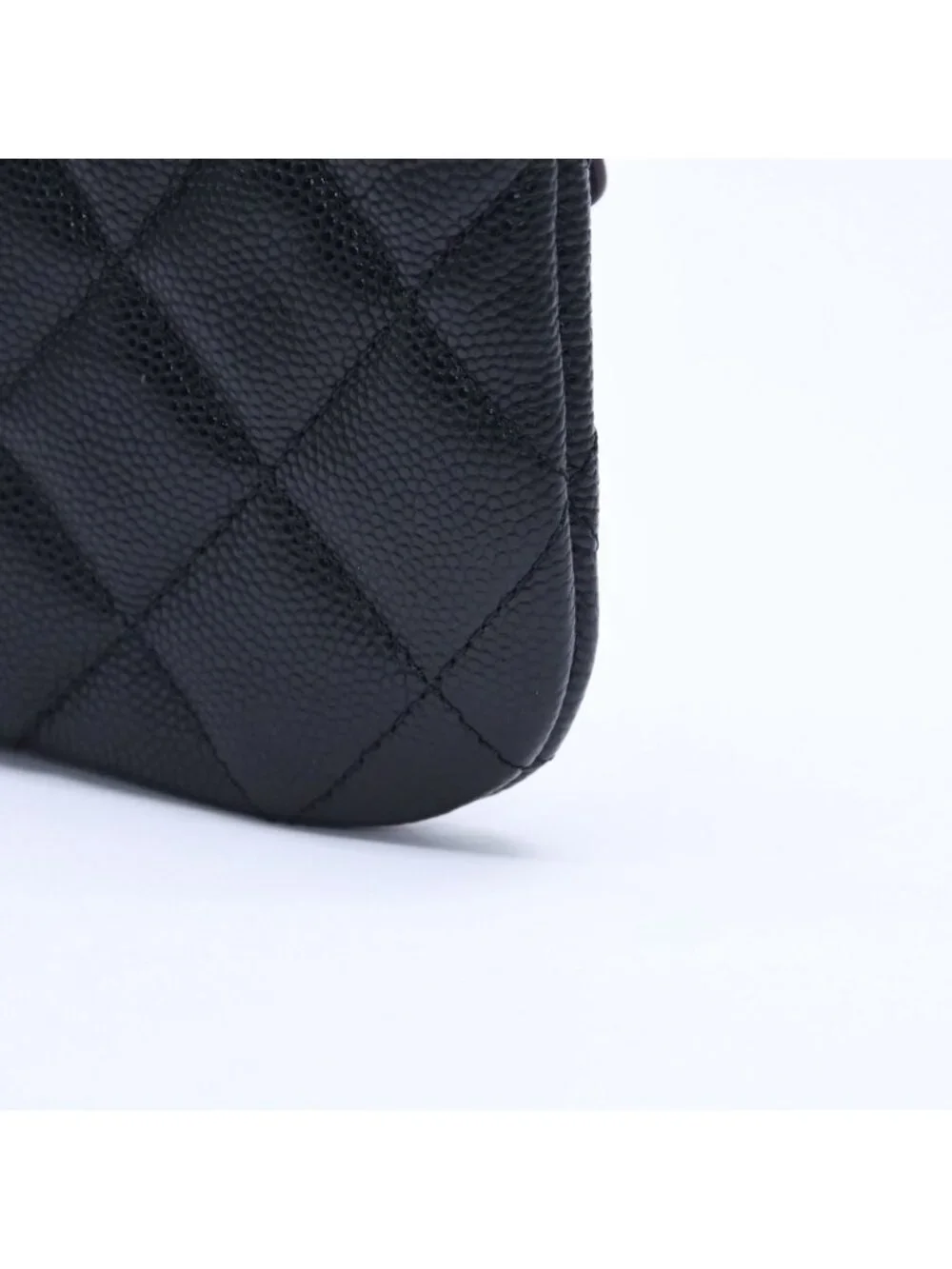 Chanel Classic Mini Pouch Stand CC Logo Caviar Leather